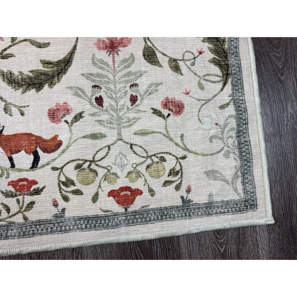 Ruggable Foxfen Ivory Multicolor Flatwoven Rug 2’ x 3’ Fox Animal - Picture 8 of 13